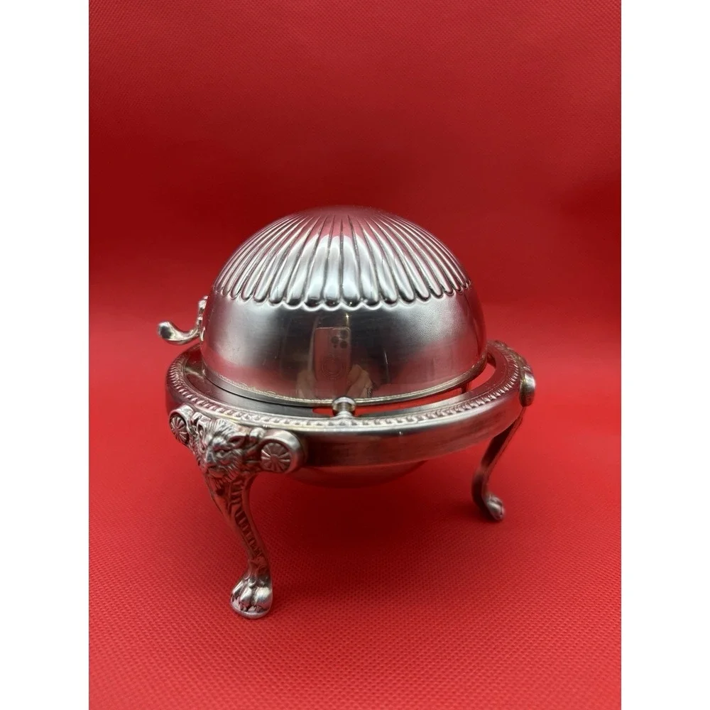 1883 FB Rogers Silver Co 273 Roll Top Caviar Butter Dish Server Lion Head Footed